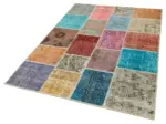 Patchwork Multi Pamuk Üzerine Yün El Dokuma Kilim-145x203 - Görsel 3