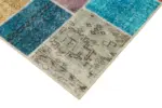 Patchwork Multi Pamuk Üzerine Yün El Dokuma Kilim-145x203 - Görsel 4