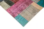 Patchwork Multi Pamuk Üzerine Yün El Dokuma Kilim-142x201 - Görsel 4