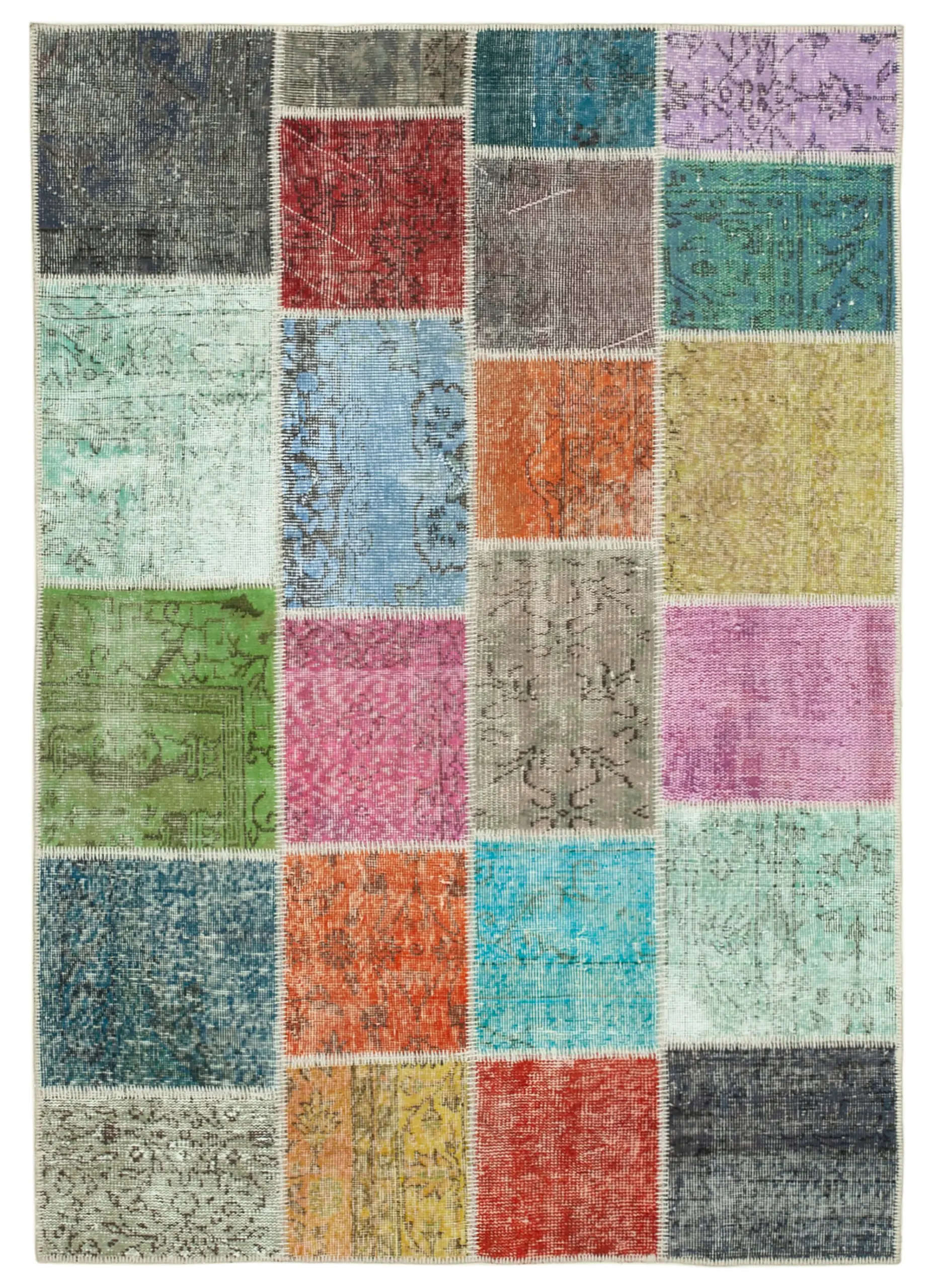 Rc_31779_0_Multicolor_Patchwork_Rugs Patchwork Multi Pamuk Üzerine Yün El Dokuma Kilim-142x202 - Görsel 1