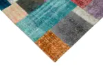 Patchwork Multi Pamuk Üzerine Yün El Dokuma Kilim-140x201 - Görsel 4