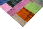 Patchwork Multi Pamuk Üzerine Yün El Dokuma Kilim-142x201 - Görsel 4