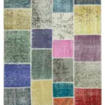 Patchwork Multi Pamuk Üzerine Yün El Dokuma Kilim-144x202