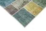 Patchwork Multi Pamuk Üzerine Yün El Dokuma Kilim-144x202 - Görsel 4