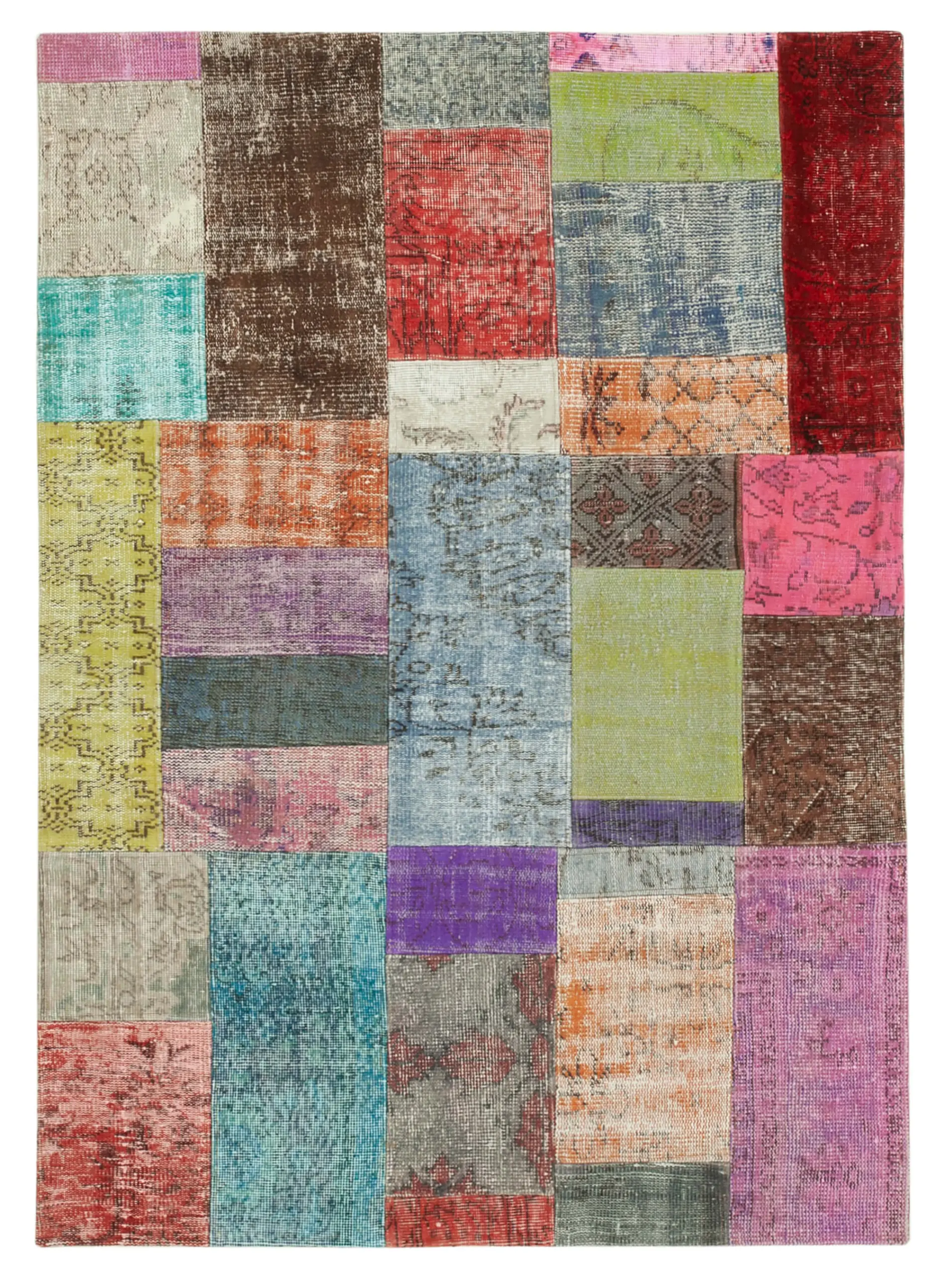 Rc_31791_0_Multicolor_Patchwork_Rugs Patchwork Multi Pamuk Üzerine Yün El Dokuma Kilim-142x200 - Görsel 1