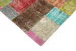 Patchwork Multi Pamuk Üzerine Yün El Dokuma Kilim-142x200 - Görsel 4