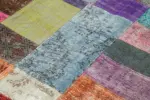 Patchwork Multi Pamuk Üzerine Yün El Dokuma Kilim-142x200 - Görsel 5