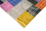 Patchwork Multi Pamuk Üzerine Yün El Dokuma Kilim-143x202 - Görsel 4
