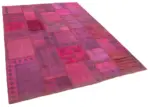 Patchwork Pembe Pamuk Üzerine Yün El Dokuma Kilim-178x248 - Görsel 2