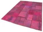 Patchwork Pembe Pamuk Üzerine Yün El Dokuma Kilim-178x248 - Görsel 3