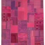 Patchwork Pembe Pamuk Üzerine Yün El Dokuma Kilim-180x236