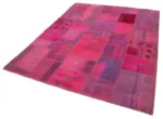 Patchwork Pembe Pamuk Üzerine Yün El Dokuma Kilim-180x236 - Görsel 3