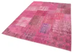Patchwork Pembe Pamuk Üzerine Yün El Dokuma Kilim-170x239 - Görsel 3
