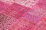Patchwork Pembe Pamuk Üzerine Yün El Dokuma Kilim-170x239 - Görsel 5
