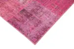 Patchwork Pembe Pamuk Üzerine Yün El Dokuma Kilim-170x240 - Görsel 4