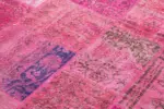 Patchwork Pembe Pamuk Üzerine Yün El Dokuma Kilim-170x240 - Görsel 5
