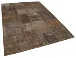 Patchwork Kahverengi Pamuk Üzerine Yün El Dokuma Kilim-171x241 - Görsel 2