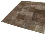 Patchwork Kahverengi Pamuk Üzerine Yün El Dokuma Kilim-171x241 - Görsel 3