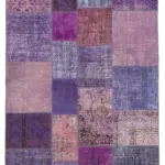 Patchwork Mor Pamuk Üzerine Yün El Dokuma Kilim-173x243