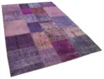 Patchwork Mor Pamuk Üzerine Yün El Dokuma Kilim-173x243 - Görsel 2