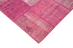 Patchwork Pembe Pamuk Üzerine Yün El Dokuma Kilim-175x242 - Görsel 4