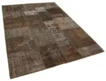 Patchwork Kahverengi Pamuk Üzerine Yün El Dokuma Kilim-170x243 - Görsel 2