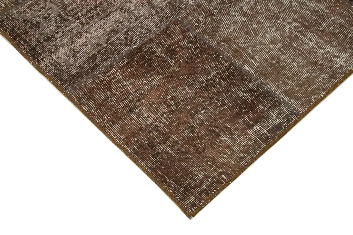 Patchwork Kahverengi Pamuk Üzerine Yün El Dokuma Kilim-170x243 - Görsel 4
