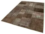 Patchwork Kahverengi Pamuk Üzerine Yün El Dokuma Kilim-170x243 - Görsel 3
