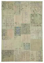 Patchwork Bej Pamuk Üzerine Yün El Dokuma Kilim-169x245