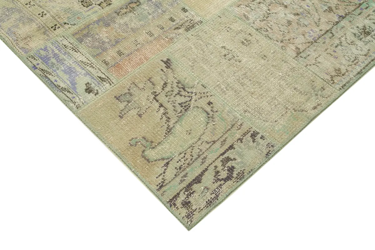 Patchwork Bej Pamuk Üzerine Yün El Dokuma Kilim-169x245 - Görsel 4