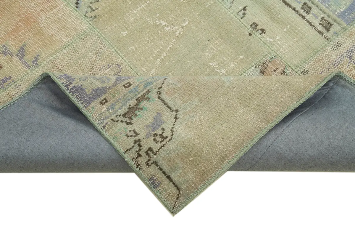 Patchwork Bej Pamuk Üzerine Yün El Dokuma Kilim-169x245 - Görsel 6