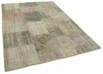Patchwork Gri Pamuk Üzerine Yün El Dokuma Kilim-175x242 - Görsel 2