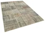 Patchwork Gri Pamuk Üzerine Yün El Dokuma Kilim-171x240 - Görsel 2