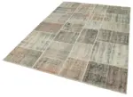 Patchwork Gri Pamuk Üzerine Yün El Dokuma Kilim-171x240 - Görsel 3