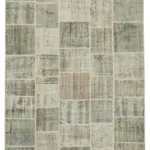 Patchwork Gri Pamuk Üzerine Yün El Dokuma Kilim-173x246