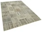 Patchwork Gri Pamuk Üzerine Yün El Dokuma Kilim-173x246 - Görsel 2