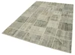 Patchwork Gri Pamuk Üzerine Yün El Dokuma Kilim-173x246 - Görsel 3