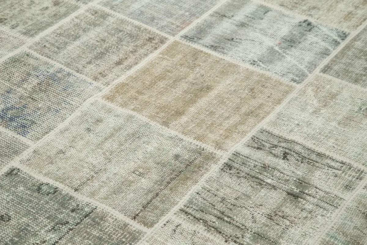 Patchwork Gri Pamuk Üzerine Yün El Dokuma Kilim-173x246 - Görsel 5