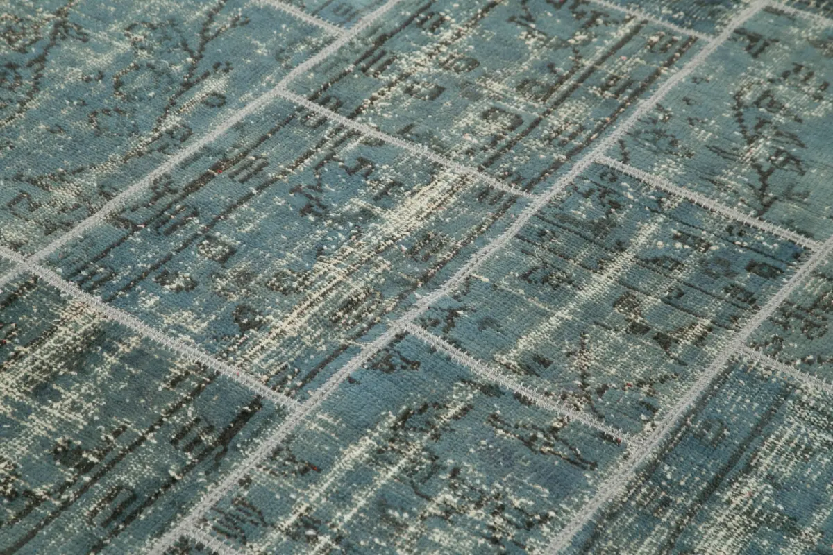 Patchwork Mavi Pamuk Üzerine Yün El Dokuma Kilim-171x240 - Görsel 5