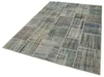 Patchwork Gri Pamuk Üzerine Yün El Dokuma Kilim-173x242 - Görsel 3