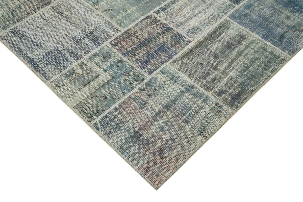 Patchwork Gri Pamuk Üzerine Yün El Dokuma Kilim-173x242 - Görsel 4