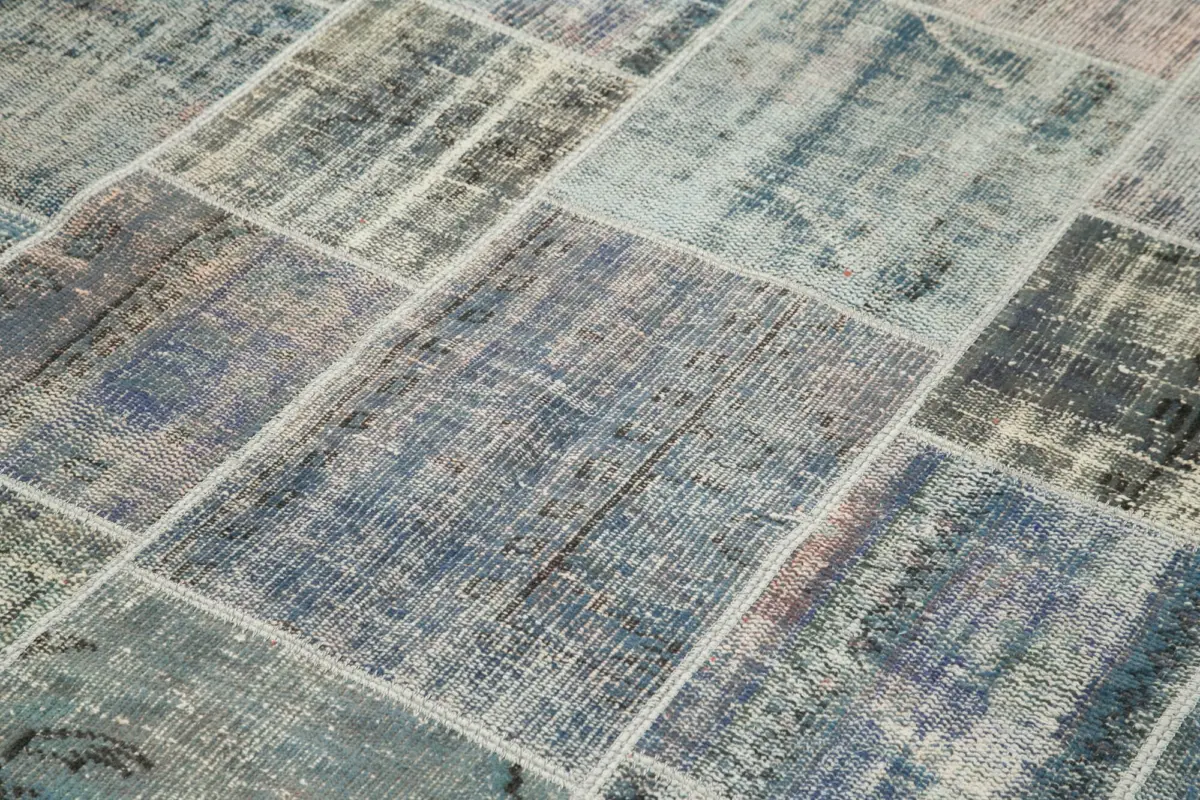 Patchwork Gri Pamuk Üzerine Yün El Dokuma Kilim-173x242 - Görsel 5