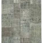 Patchwork Gri Pamuk Üzerine Yün El Dokuma Kilim-170x240
