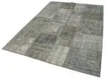 Patchwork Gri Pamuk Üzerine Yün El Dokuma Kilim-170x240 - Görsel 3