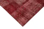 Patchwork Kırmızı Pamuk Üzerine Yün El Dokuma Kilim-170x241 - Görsel 4