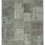 Patchwork Gri Pamuk Üzerine Yün El Dokuma Kilim-170x247
