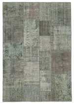 Patchwork Gri Pamuk Üzerine Yün El Dokuma Kilim-170x247