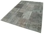 Patchwork Gri Pamuk Üzerine Yün El Dokuma Kilim-170x247 - Görsel 3