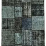 Patchwork Siyah Pamuk Üzerine Yün El Dokuma Kilim-170x241