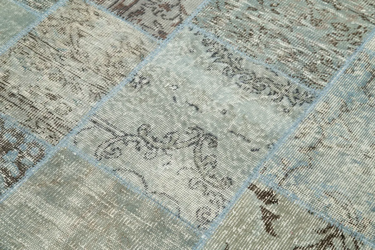 Patchwork Mavi Pamuk Üzerine Yün El Dokuma Kilim-173x245 - Görsel 5